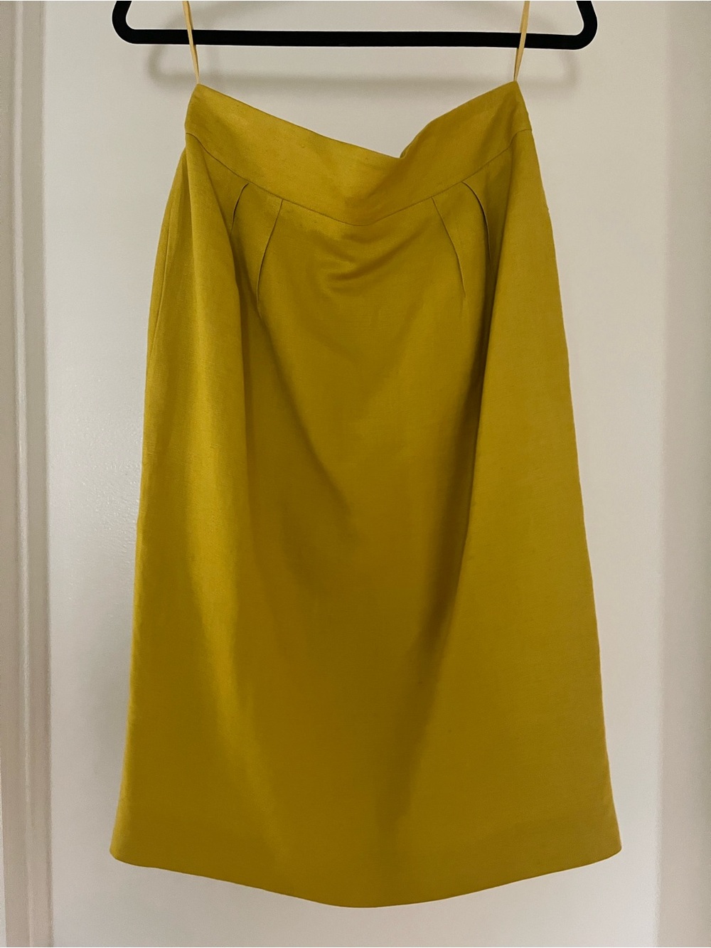 Vintage skirt suit linen blend mustard yellow with retro pencil skirt